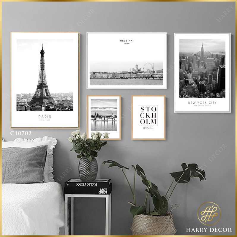 Bộ 5 Tranh Paris & New York City C10702