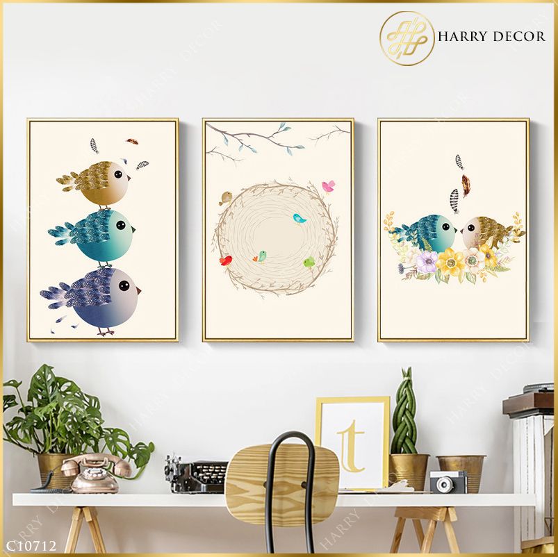 Bộ 3 Tranh Đôi Chú Chim Cúc Cu C10712