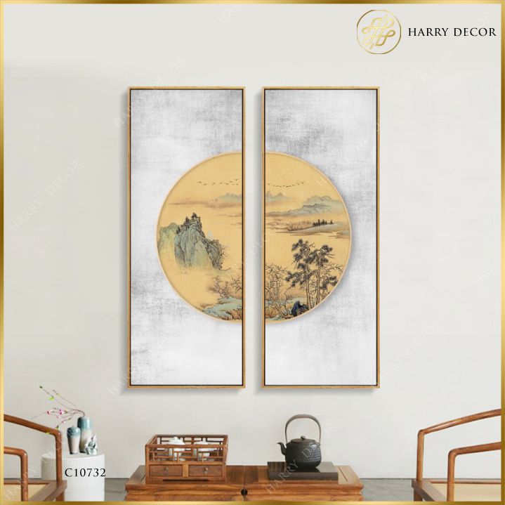 Bộ 2 Tranh Sơn Thủy Hồng Hoang C10732