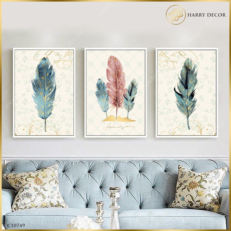 Bộ 3 Tranh Lông Vũ Mềm Mại C10749