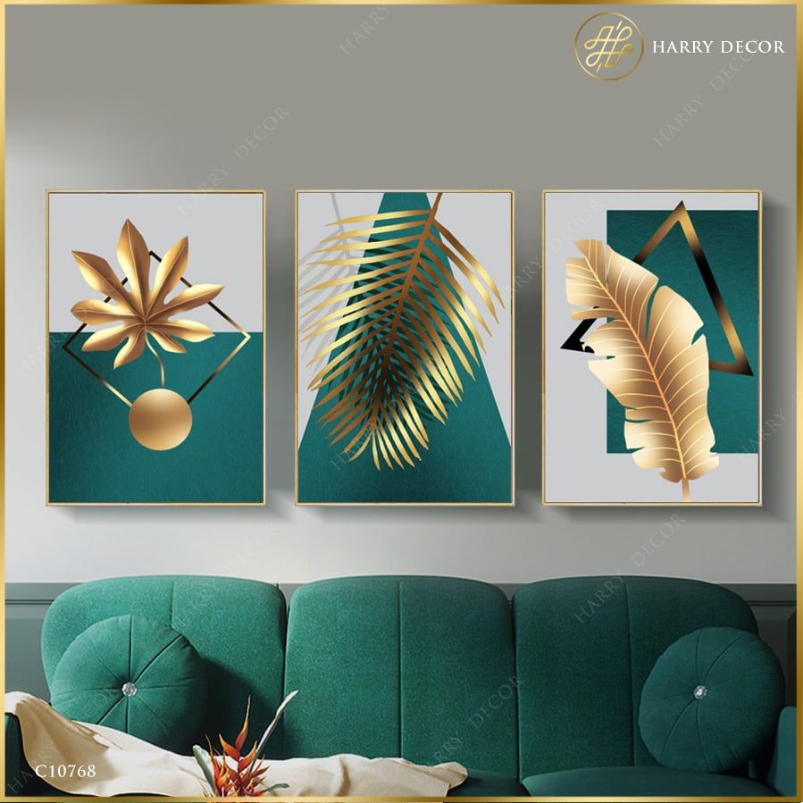 Bộ 3 Tranh Lá Vàng Óng Ánh C10768
