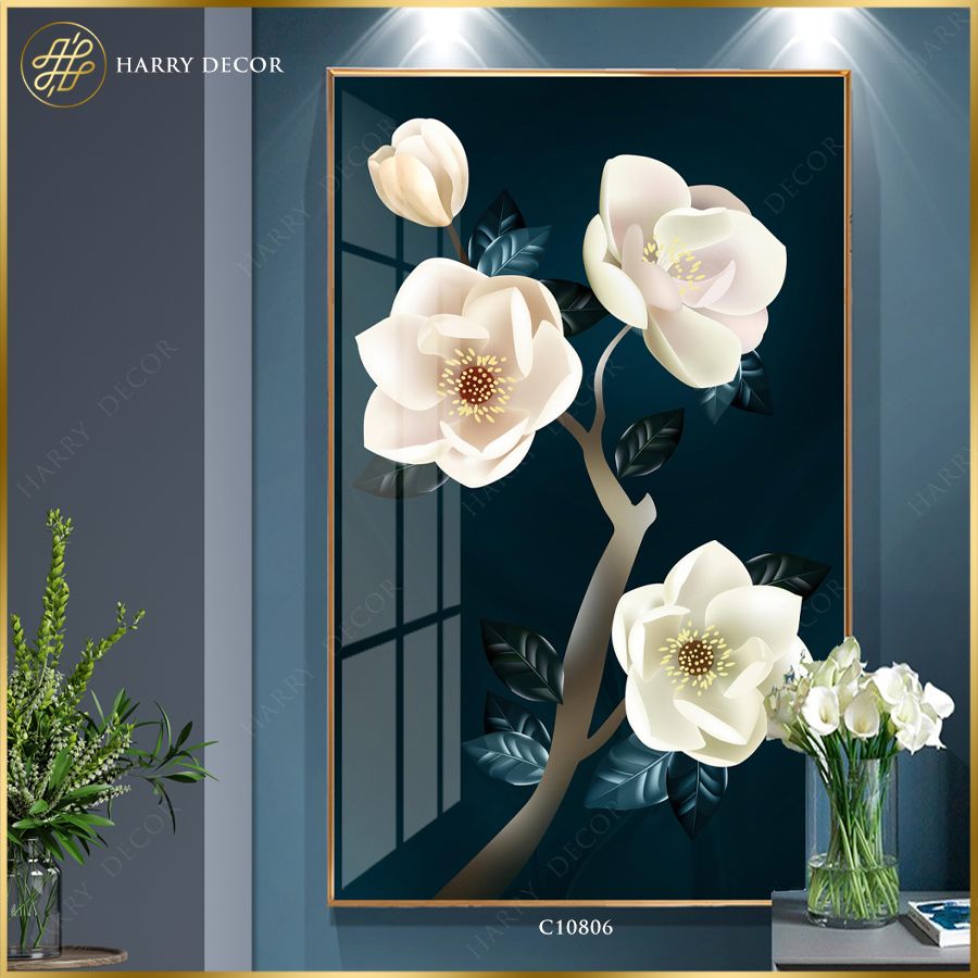 Tranh Những Đóa Hoa Trắng Long Lanh C10806