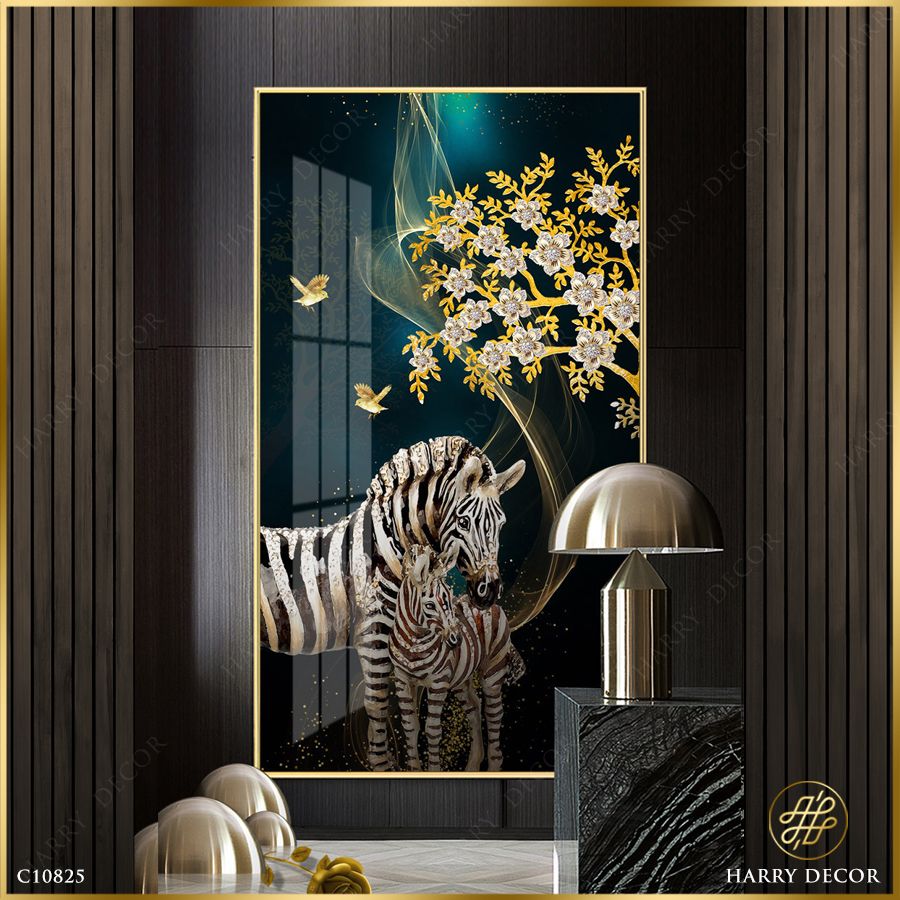 Tranh Đôi Ngựa Vằng Dưới Tàng Hoa C10825
