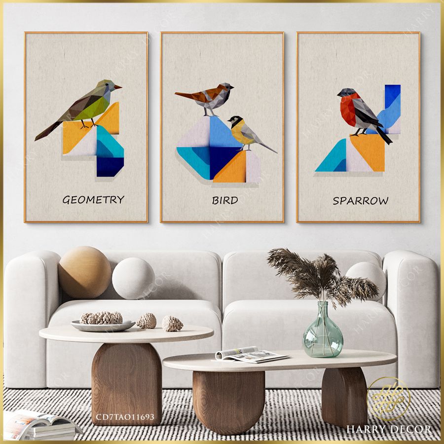 Bộ 3 Tranh Geometric & Bird CD7TAO11693