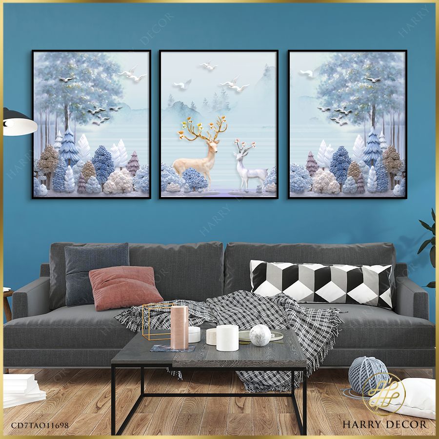 Bộ 3 Tranh Đôi Chú Hươu Giữa Rừng Cây CD7TAO11698