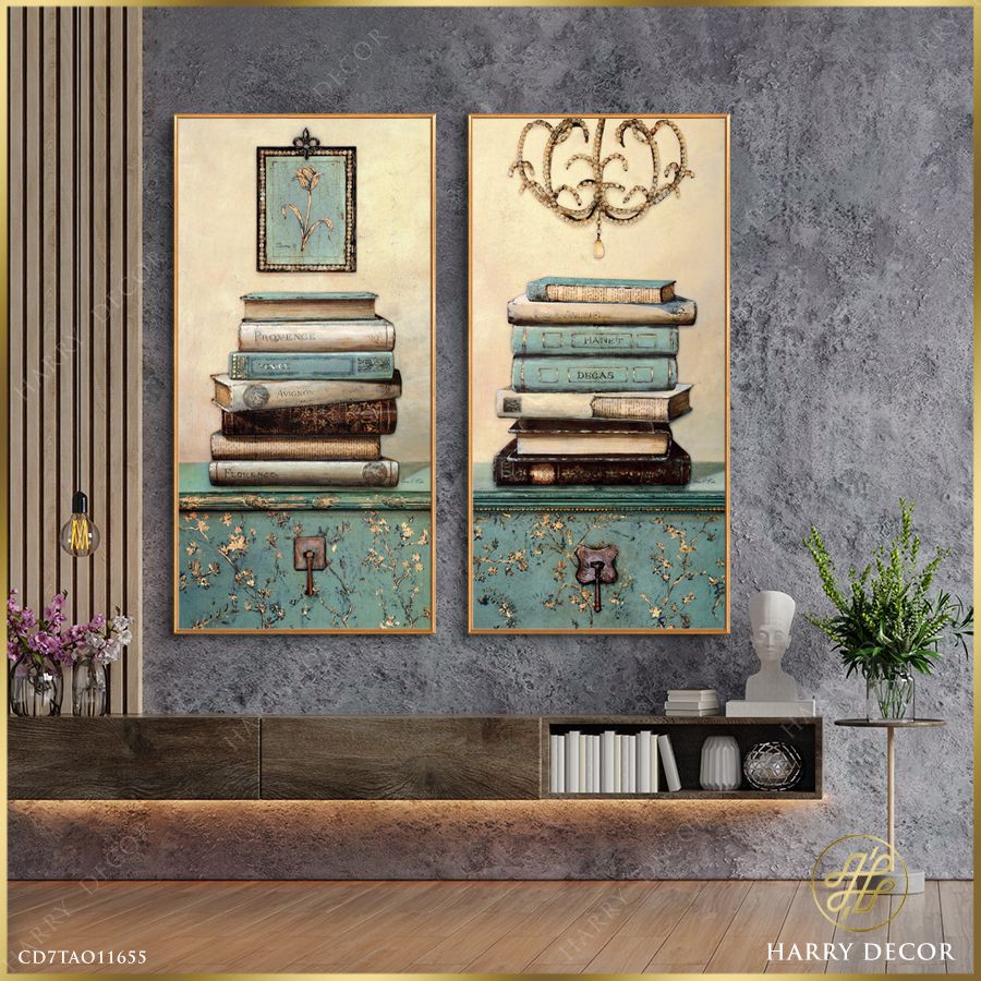 Bộ 2 Tranh Retro Books CD7TAO11655