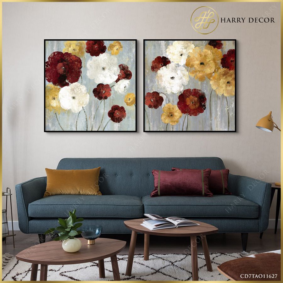 Bộ 2 Tranh Vuông Hoa Mỹ Nhân Độc Đáo CD7TAO11627
