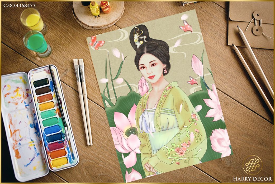 Tranh Cô Gái Hoa Sen C5834368473