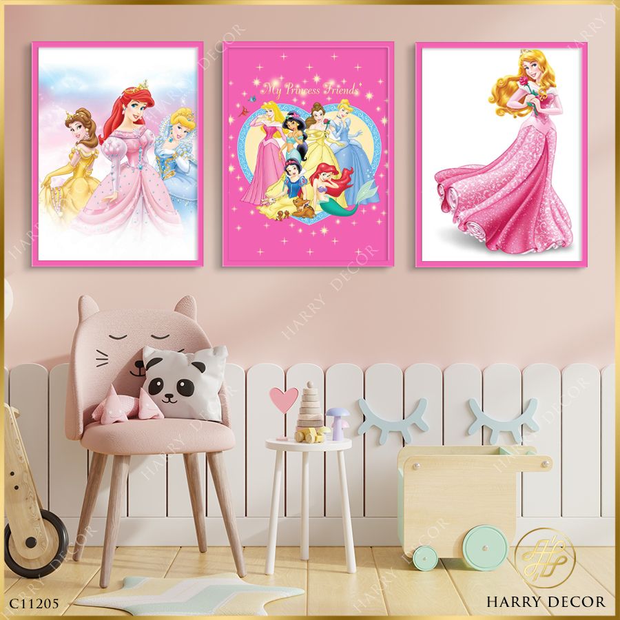 Bộ 3 Tranh Phòng Bé Công Chúa Disney C11205