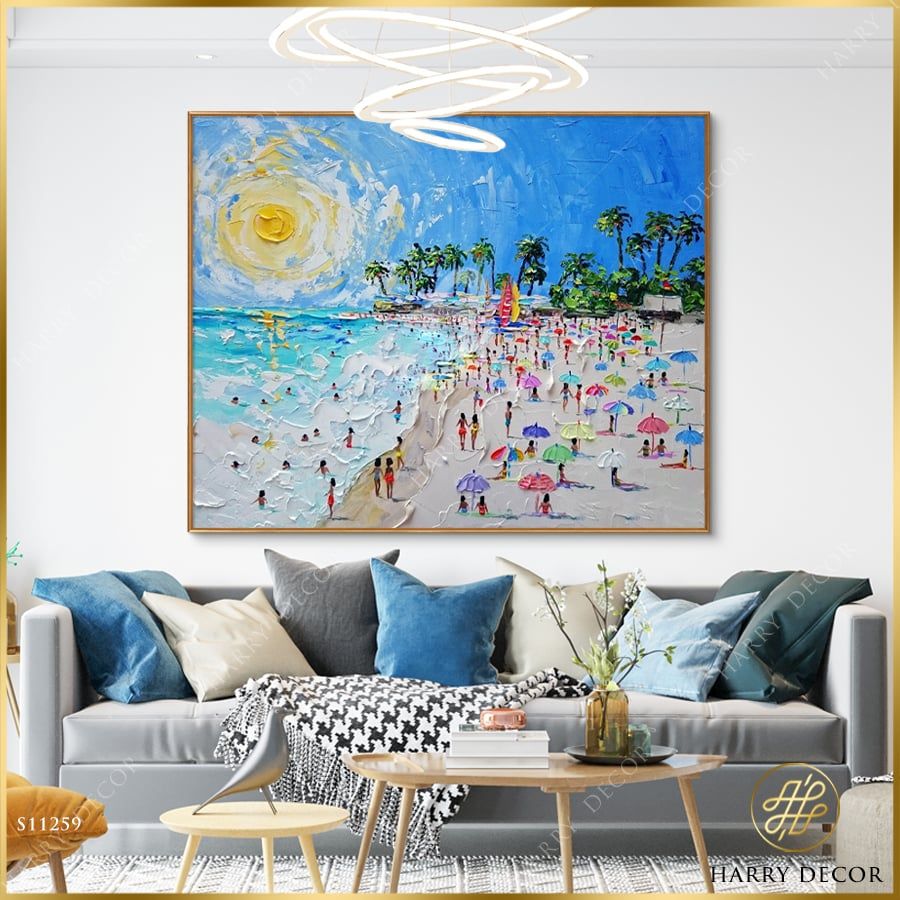 Tranh Bãi Biển Đông Đúc S11259