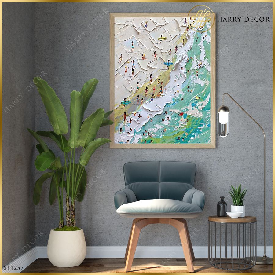 Tranh Du Khách Bên Bờ Biển Xanh S11257