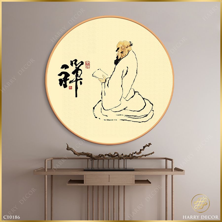 Tranh Tròn Bồ Đề Đạt Ma 3 C10186