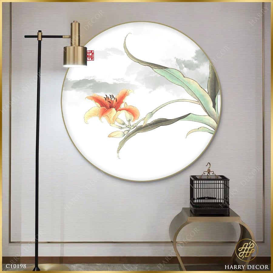 Tranh Tròn Một Chiếc Hoa Ly Tinh Xảo C10198