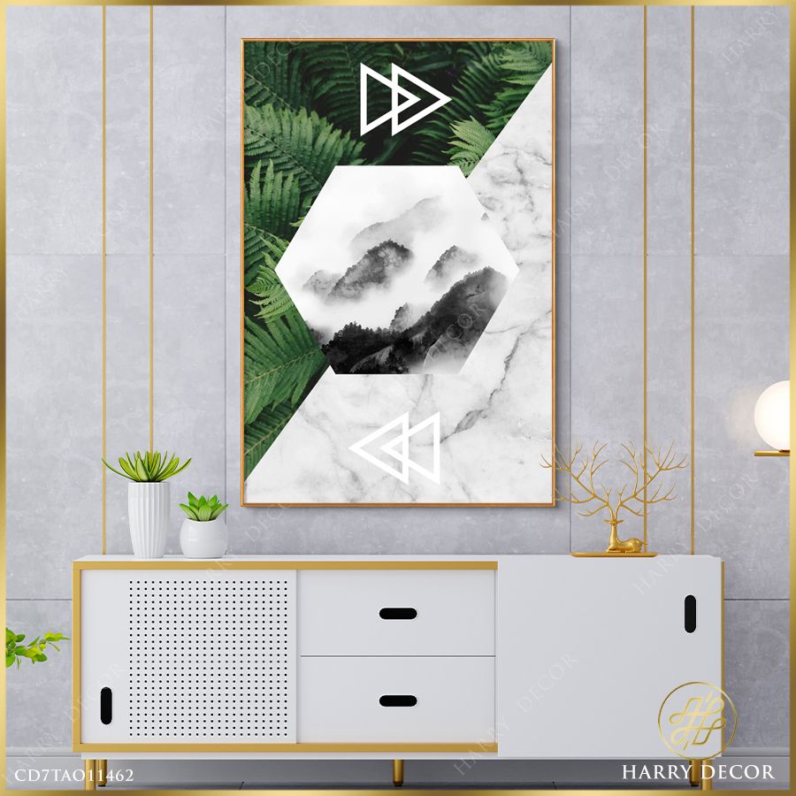 Tranh Trừu Tượng Sương Phủ Trắng Xóa Núi Rừng CD7TAO11462
