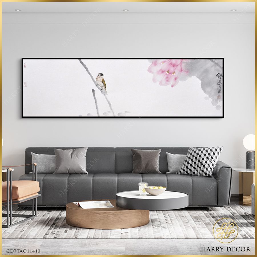 Tranh Chú Chim Và Sen Hồng CD7TAO11410