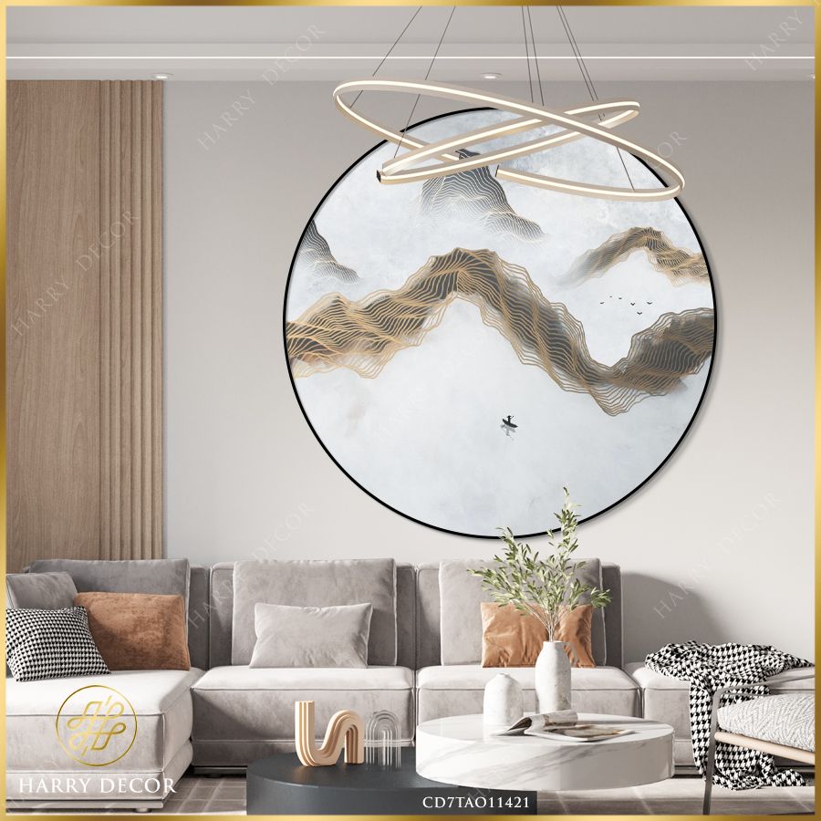 Tranh Tròn Trừu Tượng Mây Núi Sương Sớm CD7TAO11421