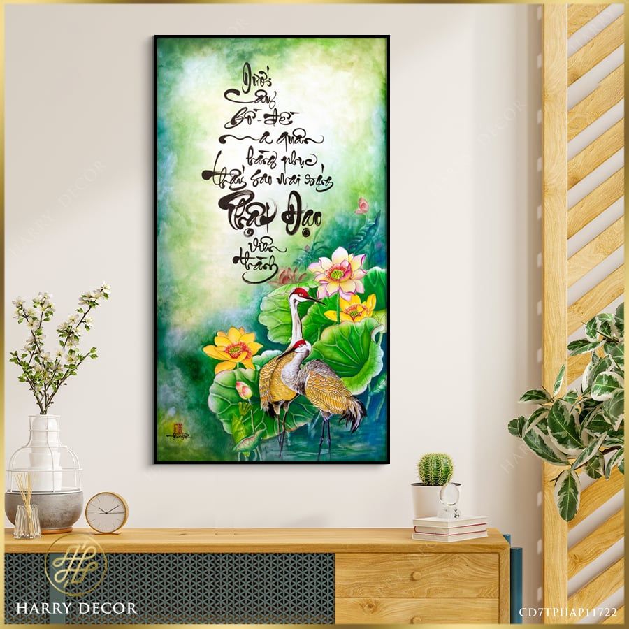 Tranh Thư Pháp Dưới Cây Bồ Đề Ma Quân Hàng Phục CD7TPHAP11722