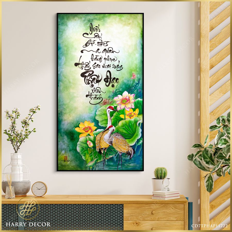 Tranh Thư Pháp Dưới Cây Bồ Đề Ma Quân Hàng Phục CD7TPHAP11722