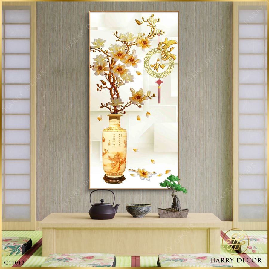 Tranh Cành Mộc Lan Và Bình Vàng C11013