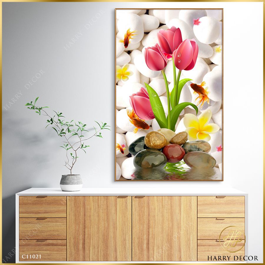 Tranh Sỏi Cá Bên Hoa Tulip C11021