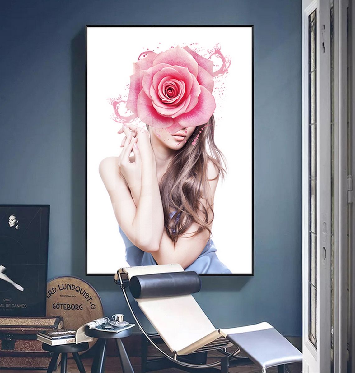 Tranh Blue Dress & Pink Rose COP17522703