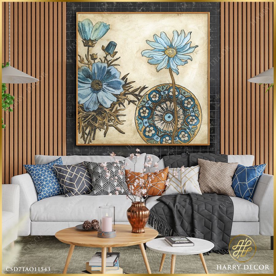 Tranh Vuông Blue And Taupe Blooms 1 CSD7TAO11543