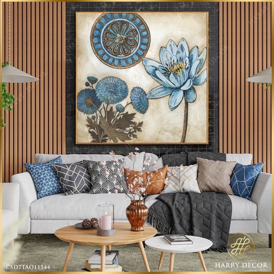 Tranh Vuông Blue And Taupe Blooms 2 CSD7TAO11543