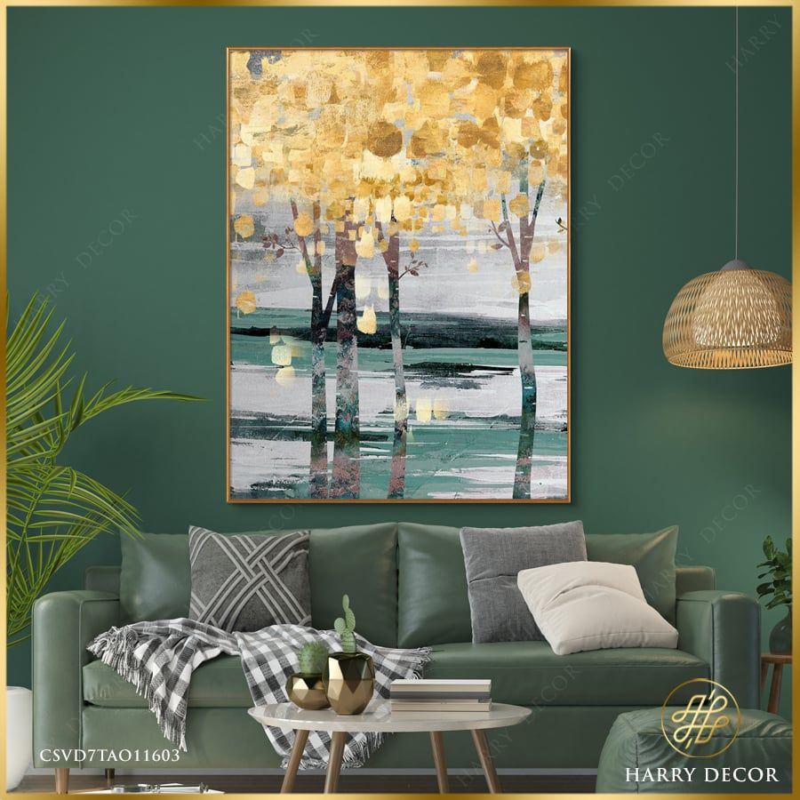 Tranh Abstract Lá Cây Vàng Bên Sông 1 CSVD7TAO11603