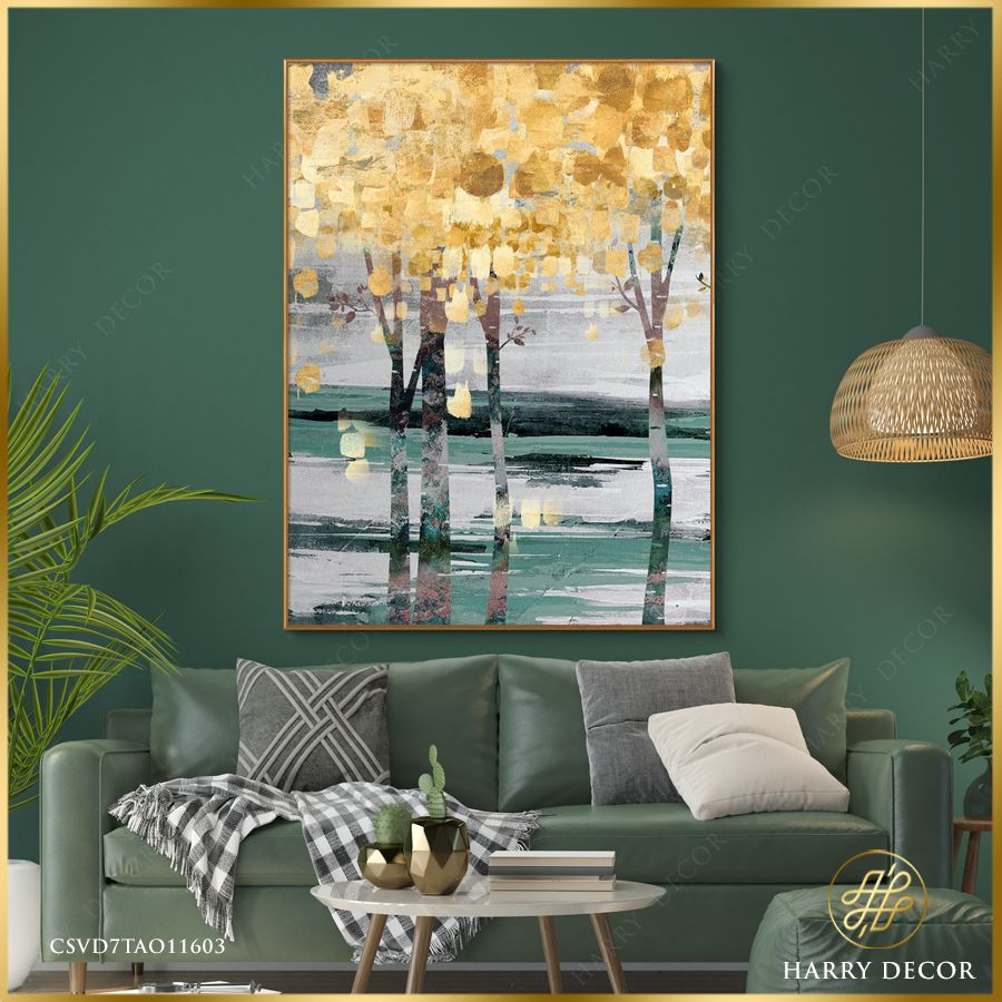 Tranh Abstract Lá Cây Vàng Bên Sông 1 CSVD7TAO11603