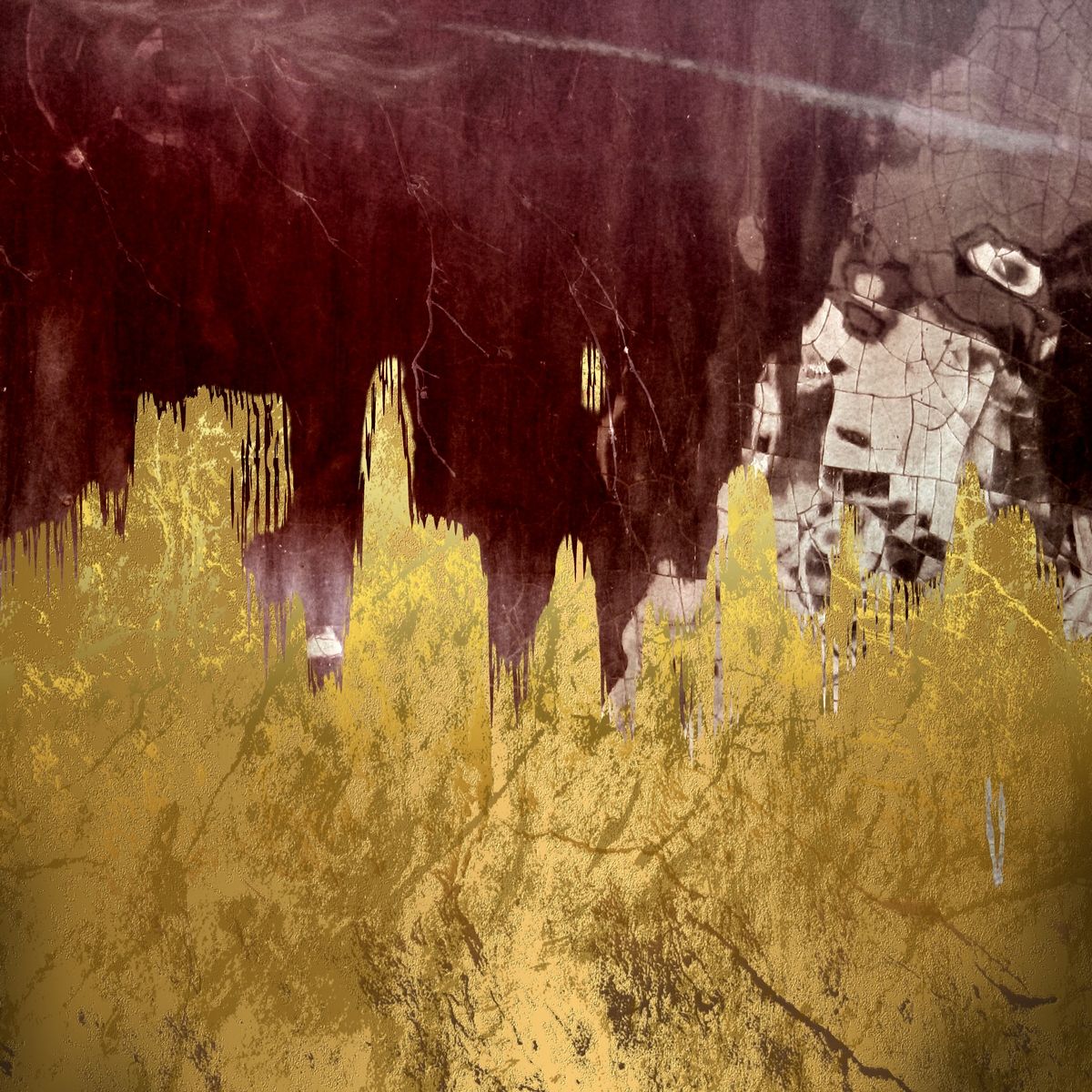 Tranh Vuông Abstract Red Velvet & Golden CSVD7TAO11597