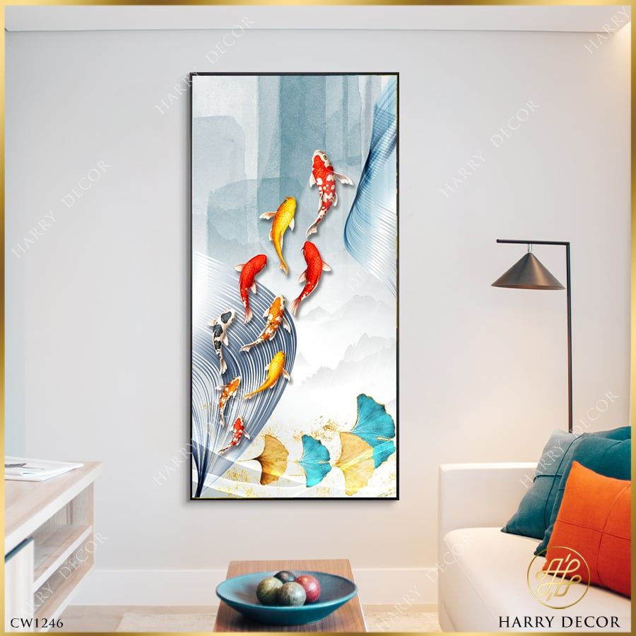 Tranh Đàn Cá Sắc Màu Hướng Lên CW1246