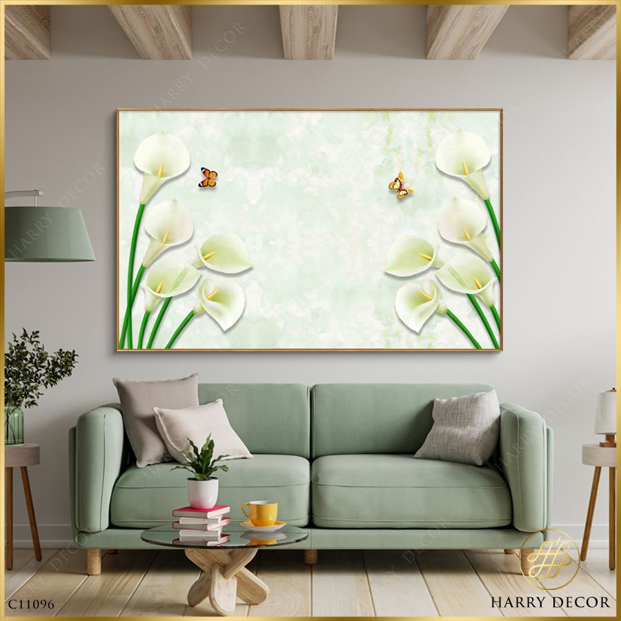 Tranh Lily Và Cánh Bướm Hồng C11096