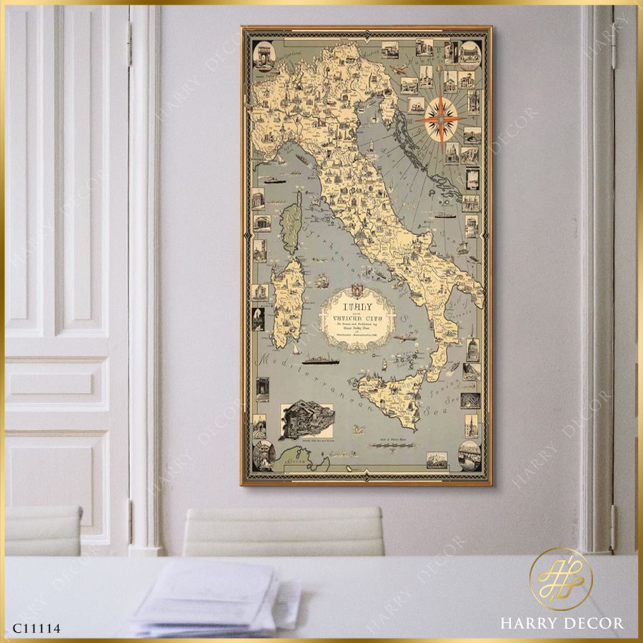 Tranh Retro Map C11114