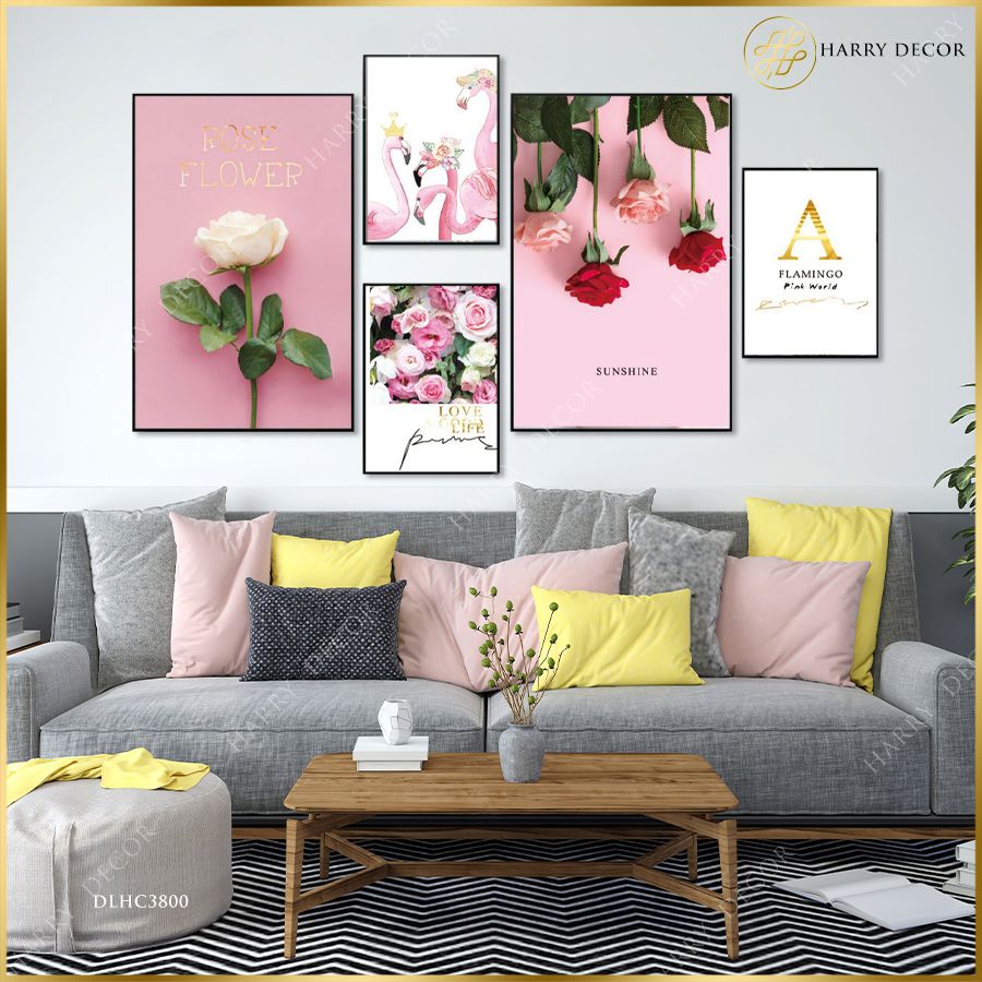 Bộ 5 Tranh Flamingo Pink World DLHC3800