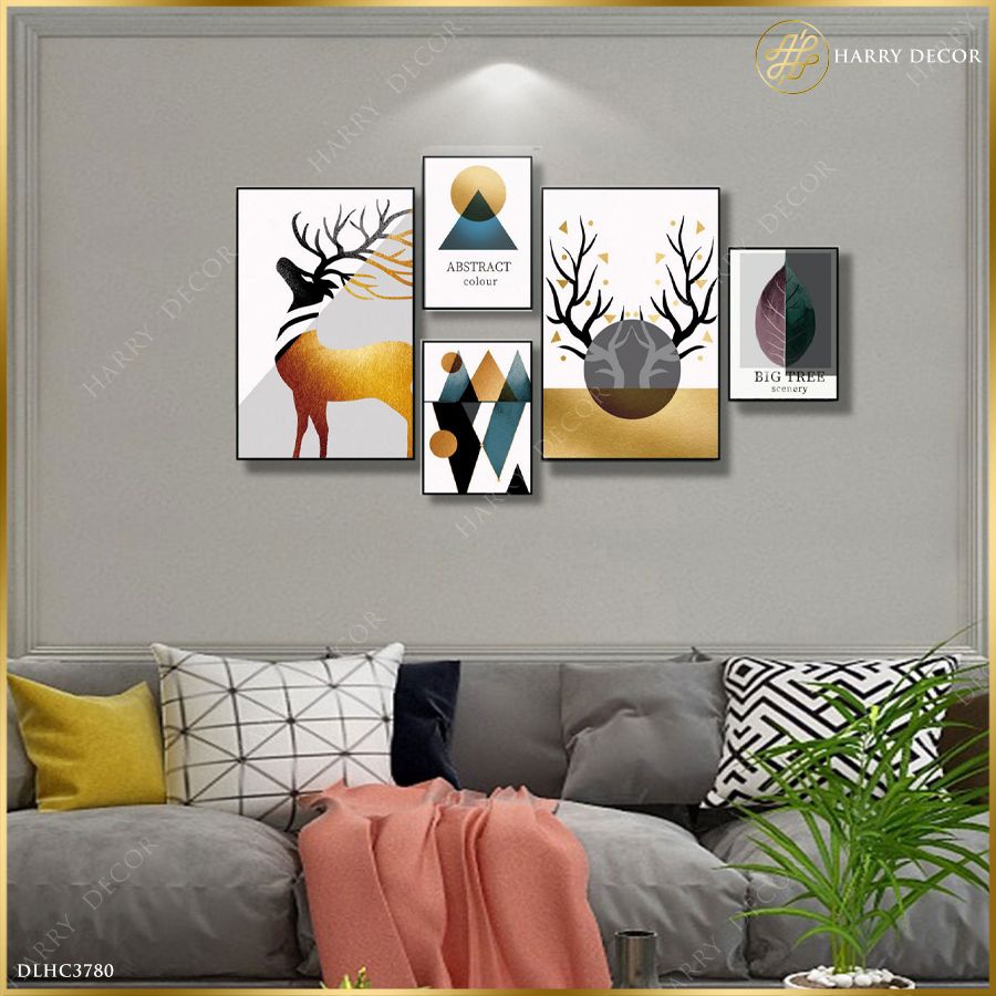 Bộ 5 Tranh Abstract Deer & Geometric DLHC3780