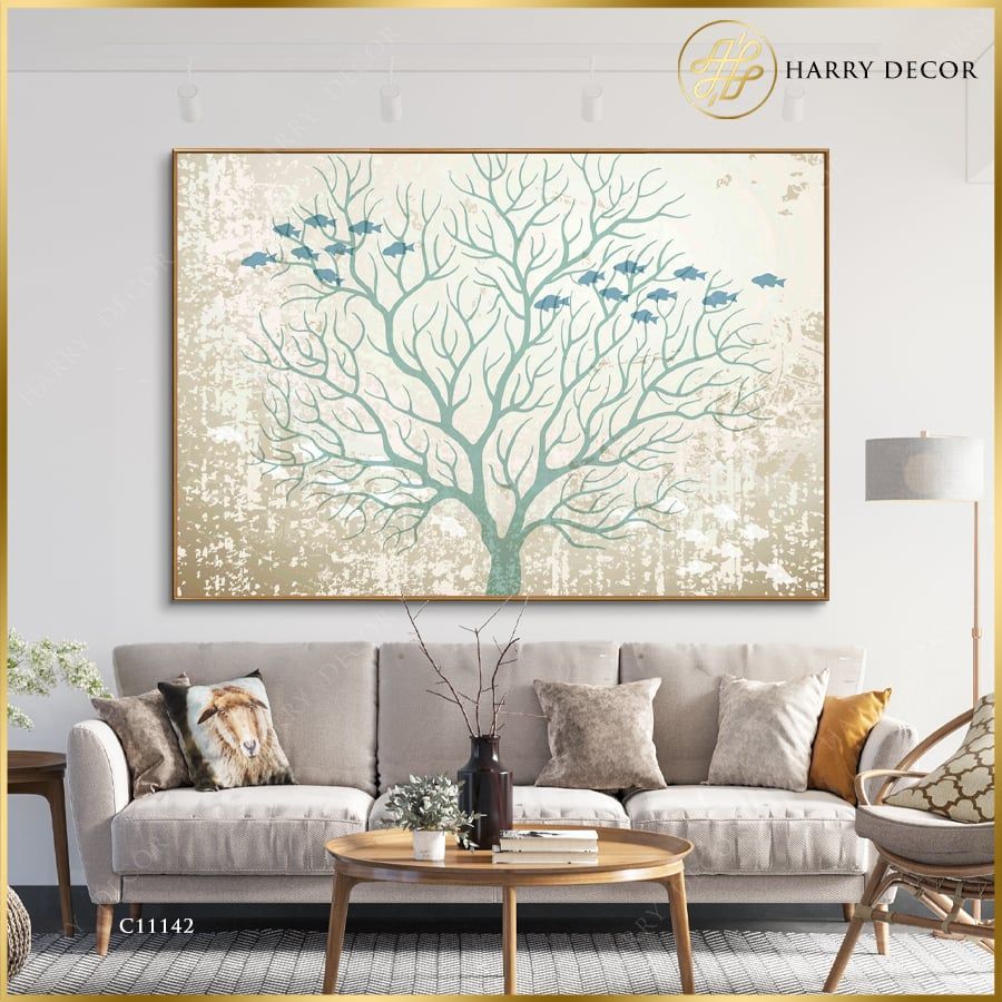 Tranh Trừu Tượng Cây Và Cá C11142