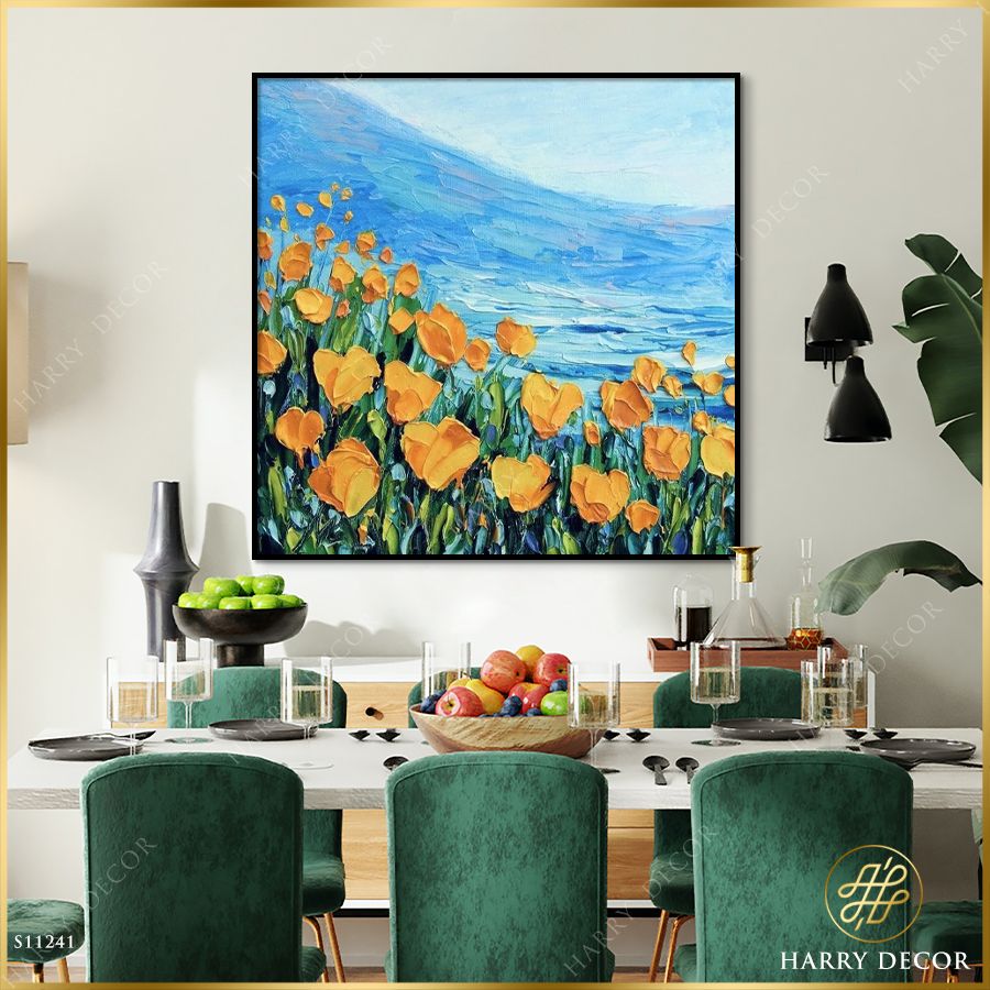 Tranh Vuông Hoa Poppy Vàng S11241
