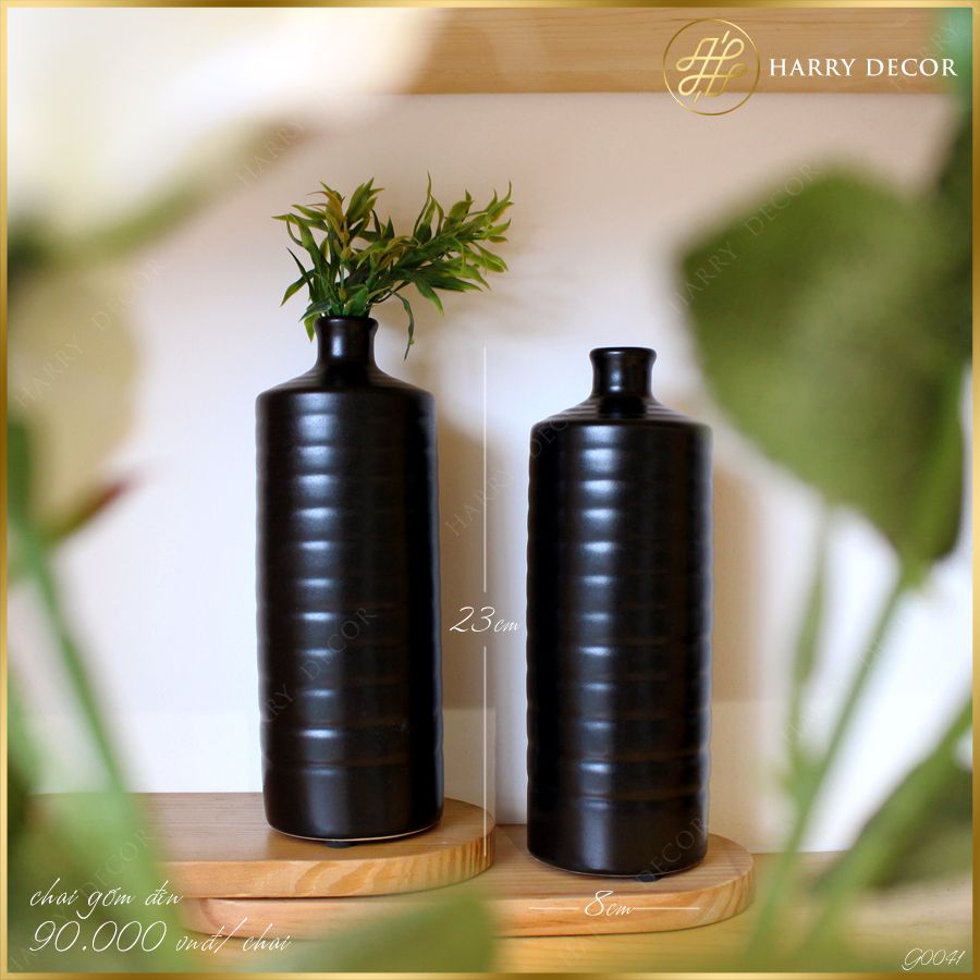 Cặp Chai Gốm Đen G0041