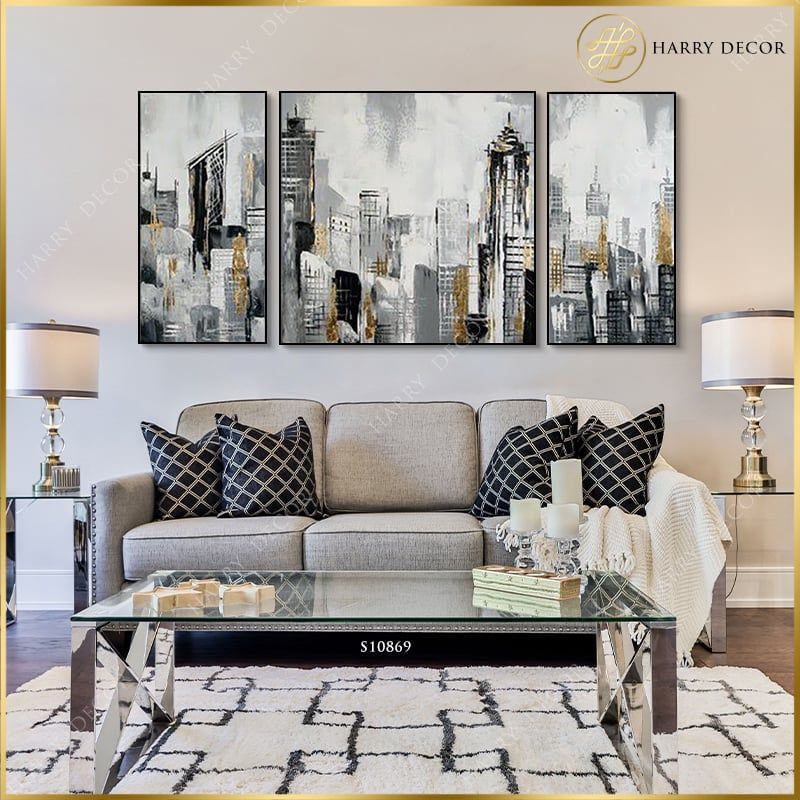 Tranh Abstract Black City S10869