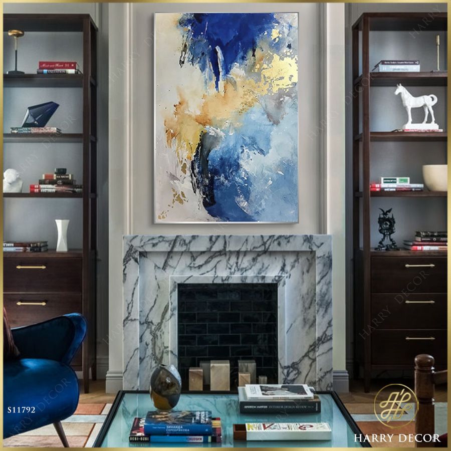 Tranh Abstract Blue Sky & Gold S11792