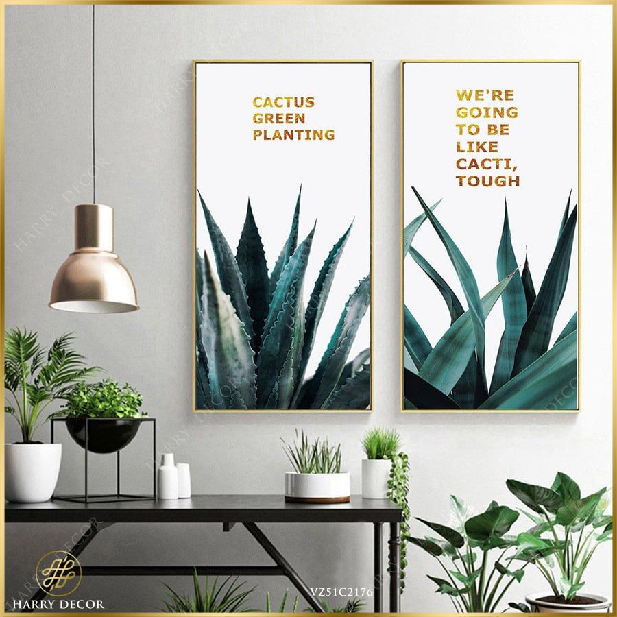 Bộ 2 Tranh Cactus Green Planting VZ51C2176