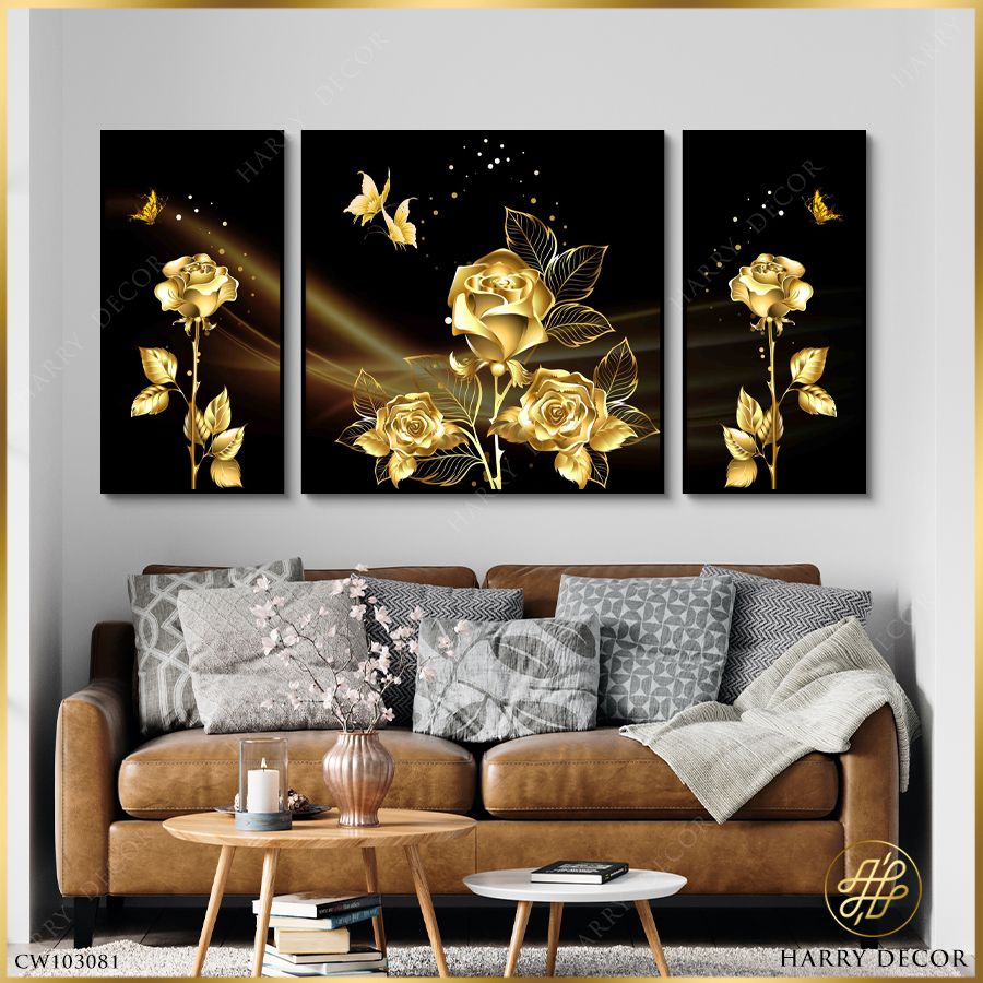 Tranh Golden Roses & Butterfly CW103081