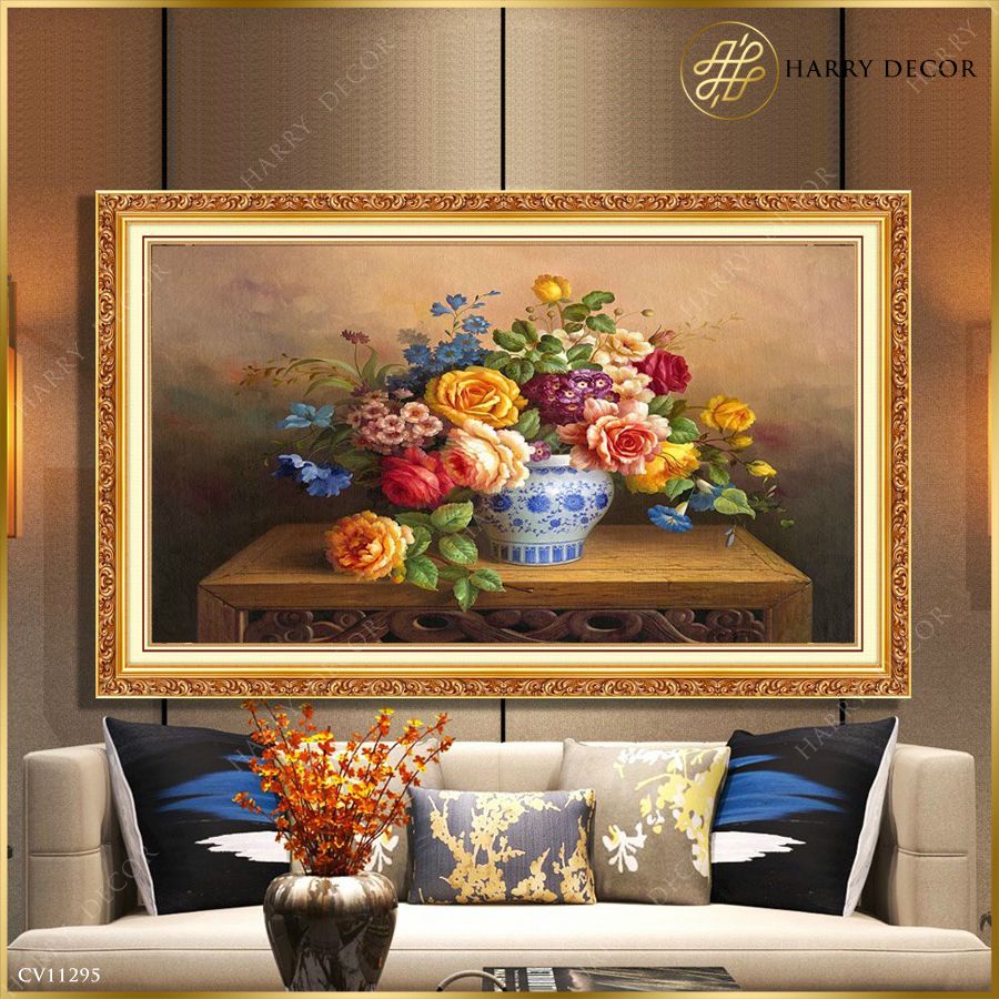 Tranh Ngàn Hoa Trên Bình Sứ CV11295