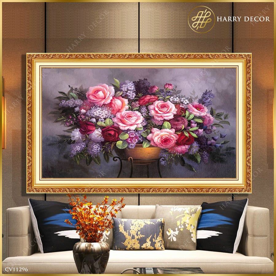 Tranh Hoa Hồng Trên Bình Đồng CV11296