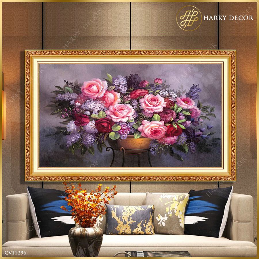 Tranh Hoa Hồng Trên Bình Đồng CV11296