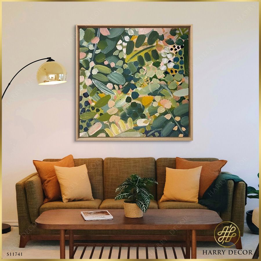 Tranh Vuông Abstract Xanh Xanh Nhiệt Đới S11741
