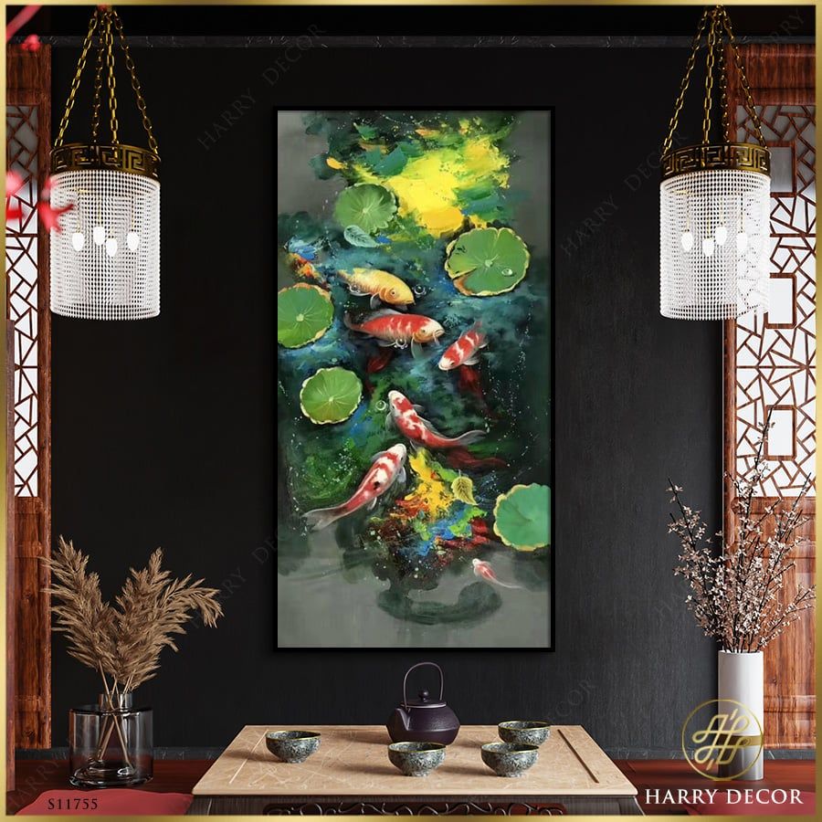 Tranh Cá Koi Dưới Đầm Sen S11755