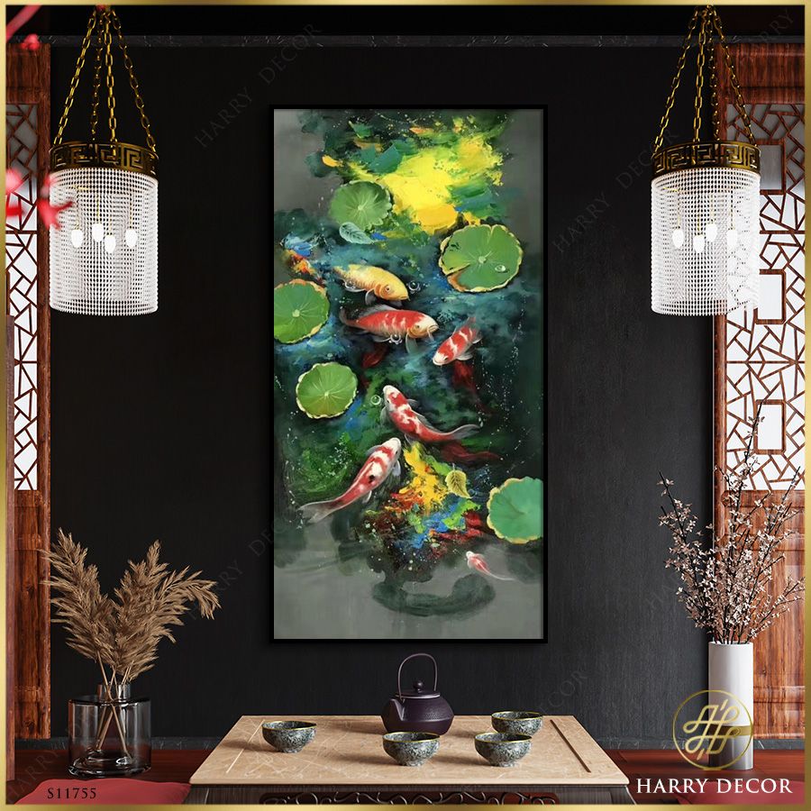 Tranh Cá Koi Dưới Đầm Sen S11755