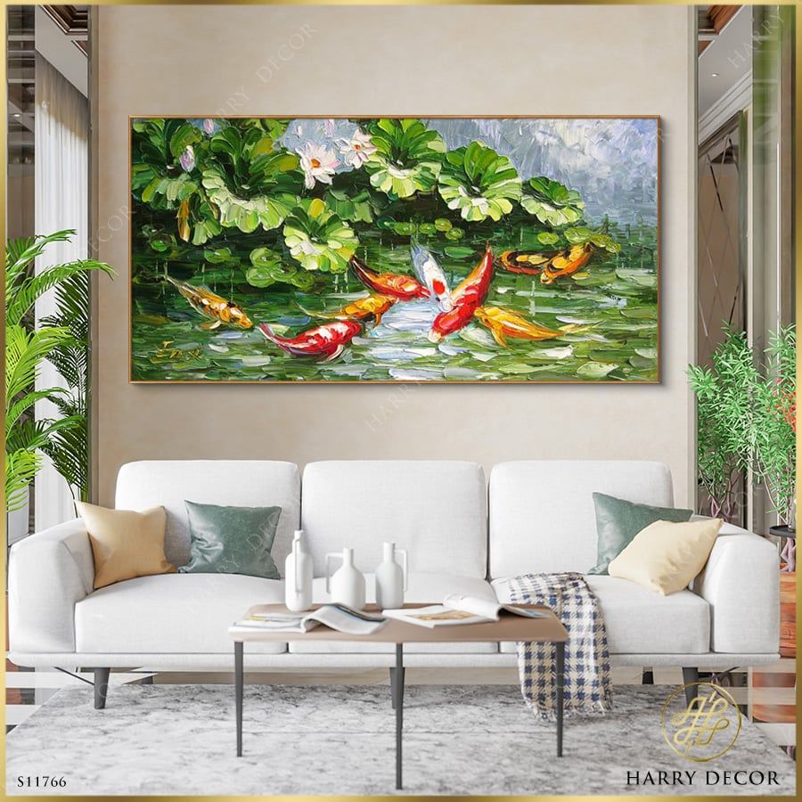 Tranh Cá Koi Dưới Cơn Mưa S11766