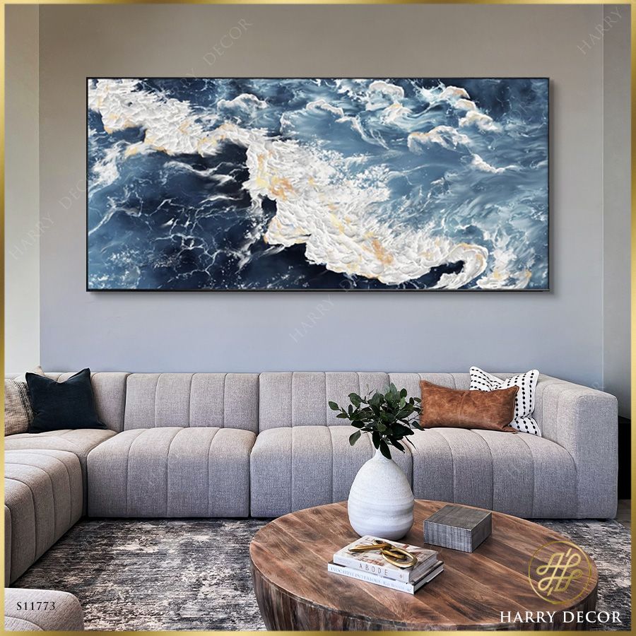 Tranh Abstract White Waves S11773